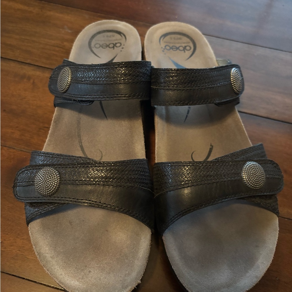 ABEO Black Leather Sandals with Adjustable Straps
